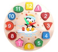 Gogogmee Wooden Penguin Clock for Ages Educational and Shape Puzzle Learning for Early Learning Teaching Clock