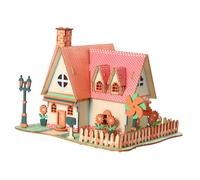 Gogogmee Wooden Puzzle Educational DIY House Puzzle for Adults Smooth Polished Wood with Bright Colors Creative Shape and Color Learning Game