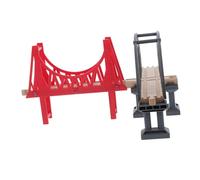 Gogogmee Wooden Train Track Suspension Bridge Set Plastic Wooden Trestle DIY Railway Bridge Accessories for Imaginative Play and Family Bonding Compatible with Thomas Train