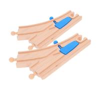 Gogogmee Wooden Train Track Switches and Intersections for Kids, Blue Double-peg 2pcs Set Compatible with Major Brands, Educational Toy for Creative Play and Train Track Building