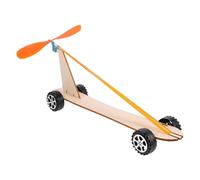 Gogogmee Wooden Wind Powered Car Toy Rubber Band Power Educational Plaything Science Experiment Kit for Boys and Girls DIY Assembly