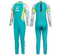 Gogokids Girls Wetsuit Kids Thermal Swimsuit - 2.5mm Neoprene Rash Guard Children One Piece Swimwear, All in One Sunsuit Sun Protection UV 50+ Diving Snorkelling Suit, Green XL