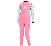 Gogokids Girls Wetsuit Kids Thermal Swimsuit - 2.5mm Neoprene Rash Guard Children One Piece Swimwear, All in One Sunsuit Sun Protection UV 50+ Diving Snorkelling Suit, Pink L
