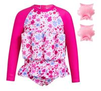 Gogokids Kids Float Swimsuit with Inflatable Armbands & 8 Removable Buoyancy Pads, UV 50+ Sun Protection float swim vest for Toddler 1-6 Years(10-20kg), Back Zip Long Sleeve Swimwear for Pool & Beach