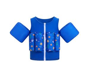 Gogokids Kids Swim Vest with Removable Buoyancy Pads & Armbands, Zip-Up Toddler Float Swimsuit Adjustable Flotation Aid for Child 1-6 Years, Non-Inflatable Float Jacket for Pool, Beach & Swimming
