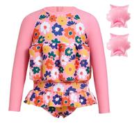 Gogokids Toddler Swim Vest, UPF 50+ Long Sleeve Float Suit with 8 Removable Buoyancy Pads & Arm Floats, Back Zip Learn-to-Swim for Kids 1-6 Years (10-20kg)