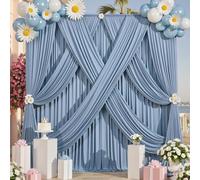gogoparti 10ft x 12ft Haze Blue Wrinkle-Free Backdrop Curtain for Wedding Parties, Thick Polyester 2 Panels 5x12ft for Wedding Birthday Baby Shower Halloween Photography Party Background