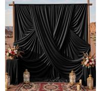 gogoparti 10ftx20ft Black Backdrop Curtain Panels for Parties, Thick 4 Panels 5ftx10ft Wrinkle Free Polyester Photography Backdrop Drapes for Wedding Birthday Party