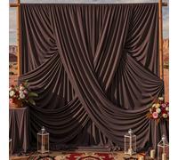 gogoparti 10ftx20ft Brown Backdrop Curtain Panels for Parties, 4 Panels 5ftx10ft Wrinkle Free Polyester Photography Backdrop Drapes for Wedding Birthday Party