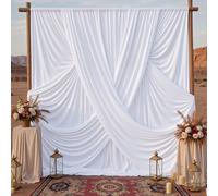 gogoparti 10ftx20ft White Backdrop Curtain Panels for Parties, 4 Panels 5ftx10ft Wrinkle Free Polyester Photography Backdrop Drapes for Wedding Birthday Party