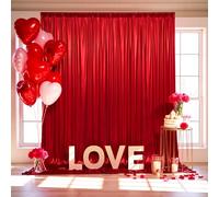 gogoparti 10x10FT Red Sequin Backdrop Curtain - 2 Panels of 5x10FT Wrinkle-Free Glitter Drapes for Photography, Birthdays, Weddings & Graduations