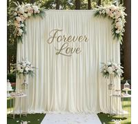 gogoparti 20ft x 12ft Ivory Wrinkle-Free Backdrop Curtain for Wedding Parties, Thick Polyester 4 Panels 5x12ft for Wedding Birthday Baby Shower Halloween Photography Party Background