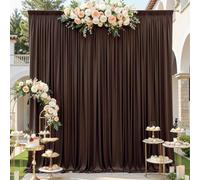 gogoparti 20x12ft Brown Backdrop Curtain for Wedding Parties, 4 Panels (5x12 ft Each) Wrinkle-Free Dackdrop Curtains, Silky Draping Fabric for Birthday Party, Baby Shower, Photo Background
