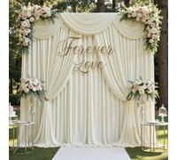 gogoparti 50ft x 12ft Ivory Wrinkle-Free Backdrop Curtain for Wedding Parties, Thick Polyester 10 Panels 5x12ft for Wedding Birthday Baby Shower Halloween Photography Party Background