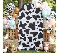 gogoparti 6FT Cow Print Arch Cover - Wrinkle Free Spandex Backdrop Round Top Chiara Arch Cover for Cow Theme Party, Birthday, Baby Shower, Banquet Decoration