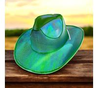 GogoRavers™ Cowboy LED Hat - Colourful Flash Light Up (3 Flash Settings) Fedora Costume Rave Fancy Halloween Dress EDM Festival Trippy New Years Eve Christmas Fun Dance Sequin Style Headwear (Green)