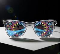 GogoRavers™ Original Diffraction Glasses - Vision Tomorrowland Trippy Prism Party Shades for Music Festivals, EDM Events, Light Shows & Nightlife Fashion (Transparent Frame - Dark Lens)