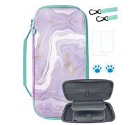GOGOSINIS Storage Case Set and Carrying Case Set for Nintendo Switch and Switch OLED, Switch Accessories Travel Case and Box with Hard Games Card Case,Temperred Glass Screen Protector (Purple)