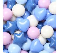 GOGOSO Ball Pit Balls 100 200 500 Pcs,Plastics Balls for Baby Toddlers Kids, Stars Hearts Shape for Pool,Play Tent,Party (Blue Purple, 100)