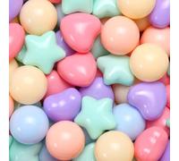 GOGOSO Ball Pit Balls 100 200 500 Pcs,Plastics Balls for Baby Toddlers Kids, Stars Hearts Shape for Pool,Play Tent,Party (Macaron, 100)