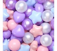 GOGOSO Ball Pit Balls 100 200 500 Pcs,Plastics Balls for Baby Toddlers Kids, Stars Hearts Shape for Pool,Play Tent,Party (Pink Blue Purple, 100)