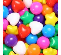 GOGOSO Ball Pit Balls 100 200 500 Pcs,Plastics Balls for Baby Toddlers Kids, Stars Hearts Shape for Pool,Play Tent,Party (Rainbow, 100)