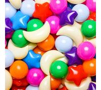 GOGOSO Ball Pit Balls Stars Moon Shapes for Toddlers Phthalate-Free BPA-Free Non-Toxic, Soft Plastic Play Balls for Baby Kids Tent Pool Party Decor (Rainbow, 100)