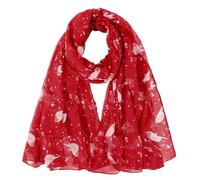 GoGou Scarf for Women Red Robin Bird Printed Scarves Lightweight Chiffon Scarf Gifts for All Season Wedding Birthday Party Christmas 180 x 85cm(Red)