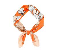 GoGou Square Silk Scarves Floral Printed Bandana Headscarf Wedding Neckerchief Accessories for Festival Cosplay Concert Rave Outfit Gifts 70 * 70cm (Orange)