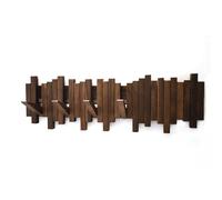 GOGREEBELL Hardwood Piano Coat Rack| Flip Down Wall Hook Rack 6 Hooks|Heavy Duty Coat Hooks.Made of Acacia Wood (Wood Wax Oil Dyed Walnut Color).Wall Art
