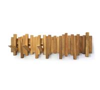 GOGREEBELL Hardwood Piano Coat Rack| Flip Down Wall Hook Rack 6 Hooks|Heavy Duty Coat Hooks.Made of Acacia Wood (Original Color of Wood).Wall Art