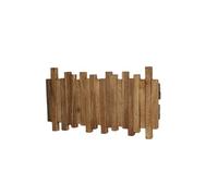 GOGREEBELL Natural Acacia Wood Wall Mounted Piano Coat Rack | Flip Down Wall Hook Rack 5 Hooks | Entryway Wall Art Hook, Light Brown Wood Wax Oil Staining