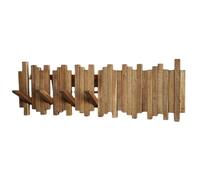 GOGREEBELL Natural Acacia Wood Wall Mounted Piano Coat Rack | Flip Down Wall Hook Rack 7 Hooks | Entryway Wall Art Hook, Light Brown Wood Wax Oil Staining