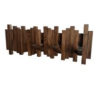 GOGREEBELL Natural Wood Wall Mounted Piano Coat Rack| Coat Rack Wall Mount| Flip Down Wall Hook Rack 5 Hooks| Entryway Wall Storage with Hooks,Made of Black Walnut.Wall Art
