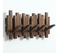 GOGREEBELL Natural Wood Wall Mounted Piano Coat Rack| Coat Rack Wall Mount| Flip Down Wall Hook Rack 5 Hooks| Entryway Coat Rack,Made of Acacia Wood (Walnut Color Dyed with Wood Wax Oil).Wall Art