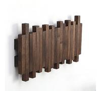 GOGREEBELL Natural Wood Wall Mounted Piano Coat Rack| Coat Rack Wall Mount| Flip Down Wall Hook Rack 5 Hooks| Entryway Wall Art Hook,Made of Acacia Wood (Wood Wax Oil Dyed Walnut Color).Wall Art