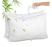 Gogreen Bamboo Rayon Waterproof Pillow Protector, Breathable Pillow Cover, Cooling Pillow Case Protector with Zipper, Super Soft Pillow Case Cover with Zipper (2 Packs, King 20"x36", White)