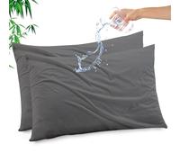Gogreen Bamboo Rayon Waterproof Pillow Protector, Breathable Pillow Cover, Cooling Pillow Case Protector with Zipper, Super Soft Pillow Case Cover with Zipper (2 Packs, Standard 20"x26", Gray)