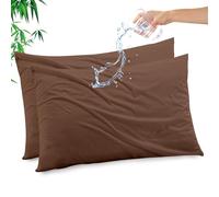 Gogreen Bamboo Rayon Waterproof Pillow Protector, Breathable Pillow Cover, Cooling Pillow Case with Zipper, Super Soft Pillow Case Cover with Zipper (2 Packs, Standard 20"x26", Mcoha)