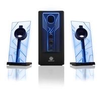 GOgroove BassPULSE 2.1 LED Satellite Stereo PC Computer Gaming Speakers with Blue Glow Lights, Bass Controls and Powered Subwoofer- Compatible with PC, Mac, Desktop, Laptop and More Multimedia Devices