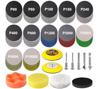 GOH DODD 126 Pieces 3 Inch Sanding Disc, Hook and Loop Sanding Pads 60 to 10000 Wet Dry Sandpaper with 1/8 and 1/4” Shank, Backing Pad, Polishing Pads and Interface Pad for Drill Grinder Rotary Tools