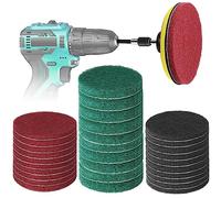 GOH DODD Power Scrub Pads Drill Attachment, 30 Pieces 5 Inch Cleaning Kit Scouring Pads with Baker and Universal Shaft Great for Kitchen, Bathroom, Auto, Grout, Carpet, Shower, Tub, Grill,Tile