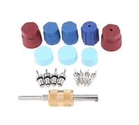gohantee 17Pcs Car Air Conditioning Valve Core Kit, R12 R134A Air Conditioner Valve Core Schrader Remover Tool and AC System Charging Port Caps Kit, AC HVAC Repair Replacement and Maintenance