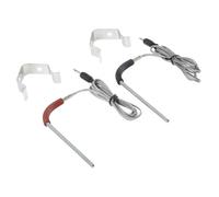gohantee 2 Pack Grill Probes, Meat Probe Replacement Compatible with Weber Igrill 2 Igrill Mini Igrill 3, Thermometer Probes Accessories Set with 2 Clip Holders Stainless Steel, 0-100°C(Red/Black)