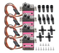 gohantee 4Pcs MG90S Micro Servo Motors - Metal Gear High Torque RC Servos Futaba JR for Helicopter, Boat, Robot Arm & Arduino DIY Projects with Cables & Horns