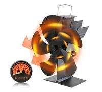 gohantee 5-Blade Heat Powered Stove Fan - Silent Log Burner Fan with Thermometer for Fireplace & Wood Burning Stoves (7.6 Inch)