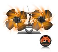 gohantee 8-Blade Heat Powered Stove Fan - Dual Head Fireplace Fan with Thermometer, Silent Twin Motor for Wood/Pellet/Gas Burner