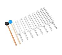gohantee 8Pcs Angel Tuning Forks - 256, 288, 320, 341.3, 383, 426.6, 480, 512 Hz Tuner with Silicone Hammer for Healing Vibration Therapy, Solfeggio and Instrument Tuning, Low Frequency