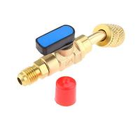 gohantee Brass Air Conditioner Angled Ball Valve HVAC A/C Angled Shut-Off Ball Valve Adapter 1/4" SAE Fits for Refrigerant R22 R12 R410a, Blue