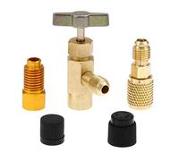 gohantee R1234yf Self-Sealing Can Tap Refrigerant Dispenser Valve, Bottle Opener 1/2LH to 1/4 Male Connector with Dust Caps Fits for R134a R12 R22 Charging Hose 1/4 SAE 1/2, 5Pcs